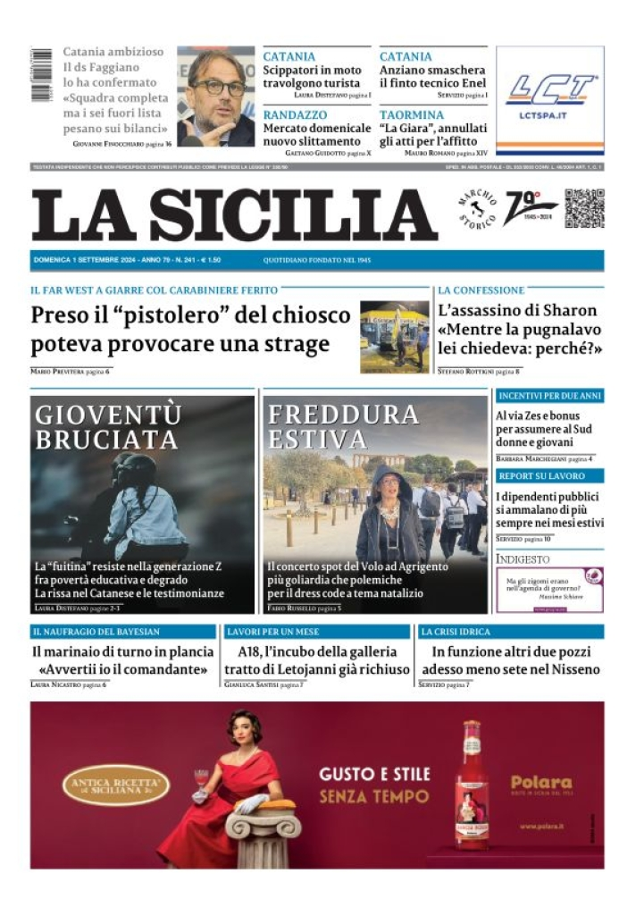 Prima-pagina-la-sicilia-edizione-palermo-di-oggi-01-09-2024