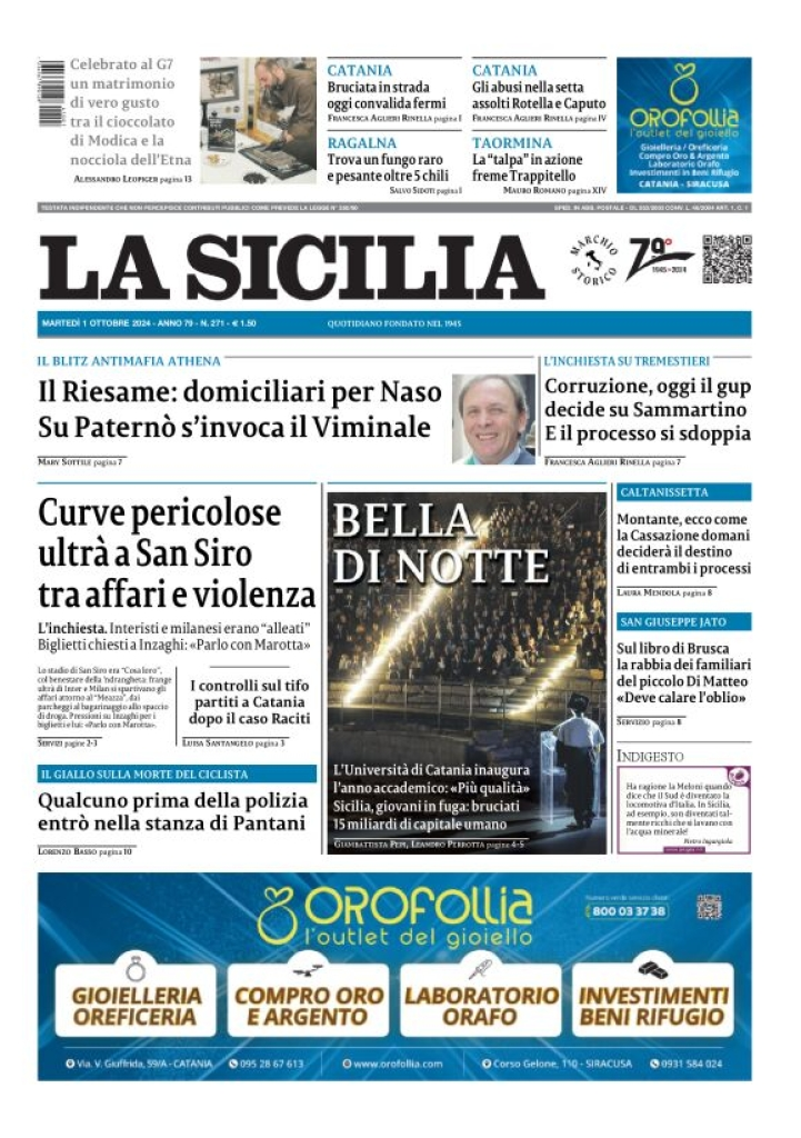 Prima-pagina-la-sicilia-edizione-palermo-di-oggi-01-10-2024