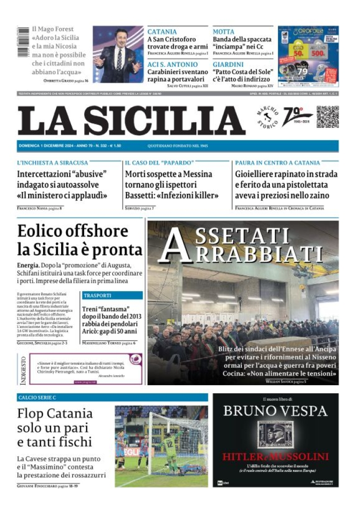 Prima-pagina-la-sicilia-edizione-palermo-di-oggi-01-12-2024