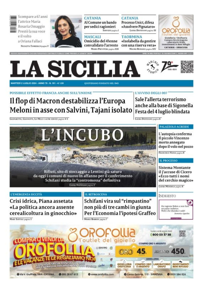 Prima-pagina-la-sicilia-edizione-palermo-di-oggi-02-07-2024