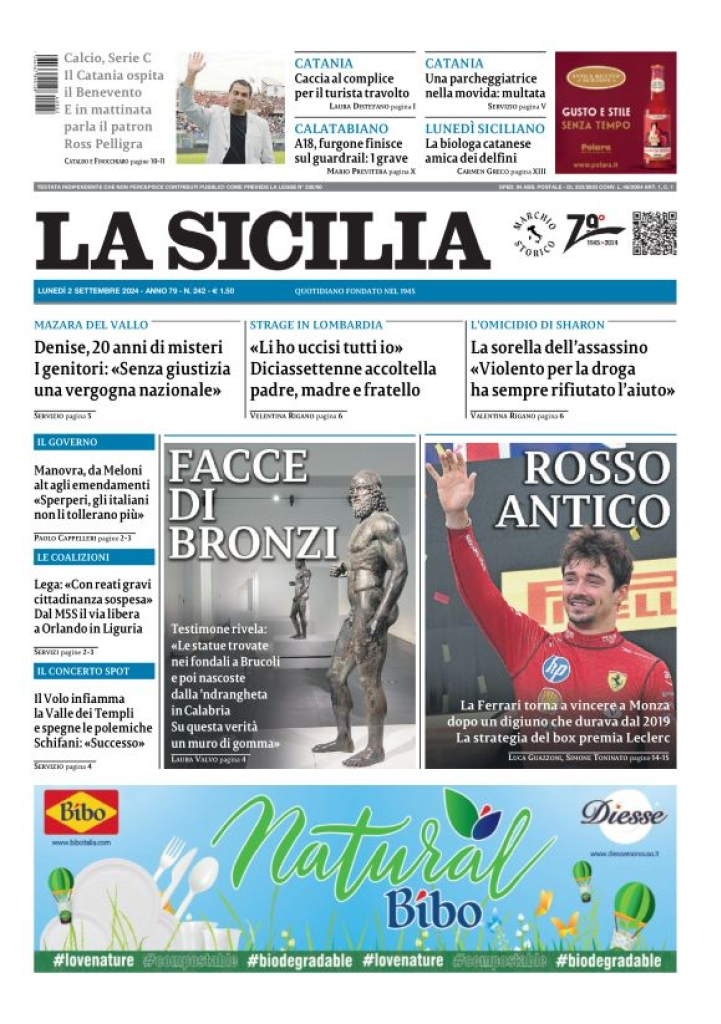 Prima-pagina-la-sicilia-edizione-palermo-di-oggi-02-09-2024