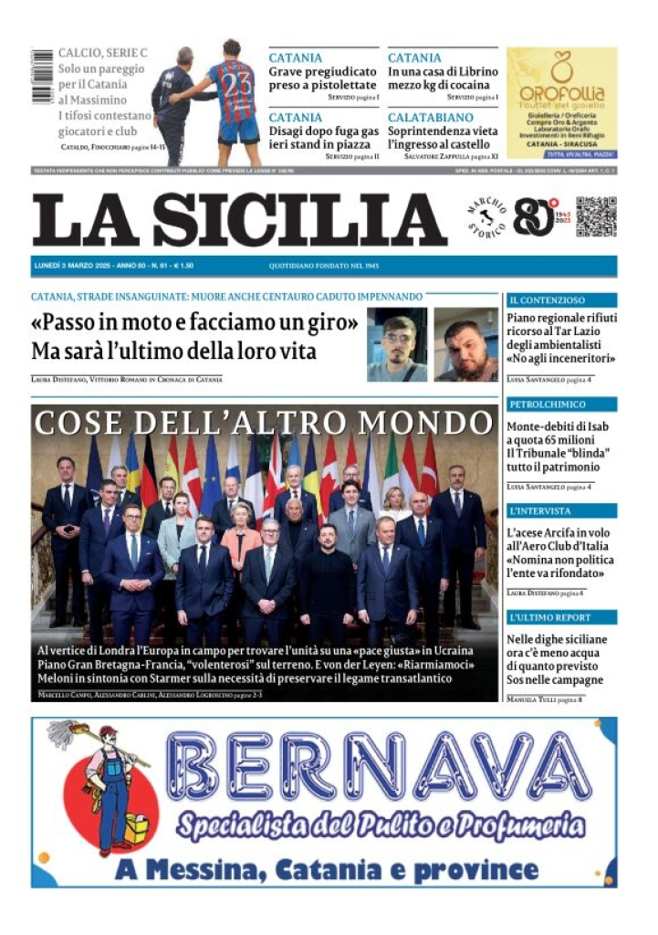 Prima-pagina-la-sicilia-edizione-palermo-di-oggi-03-03-2025