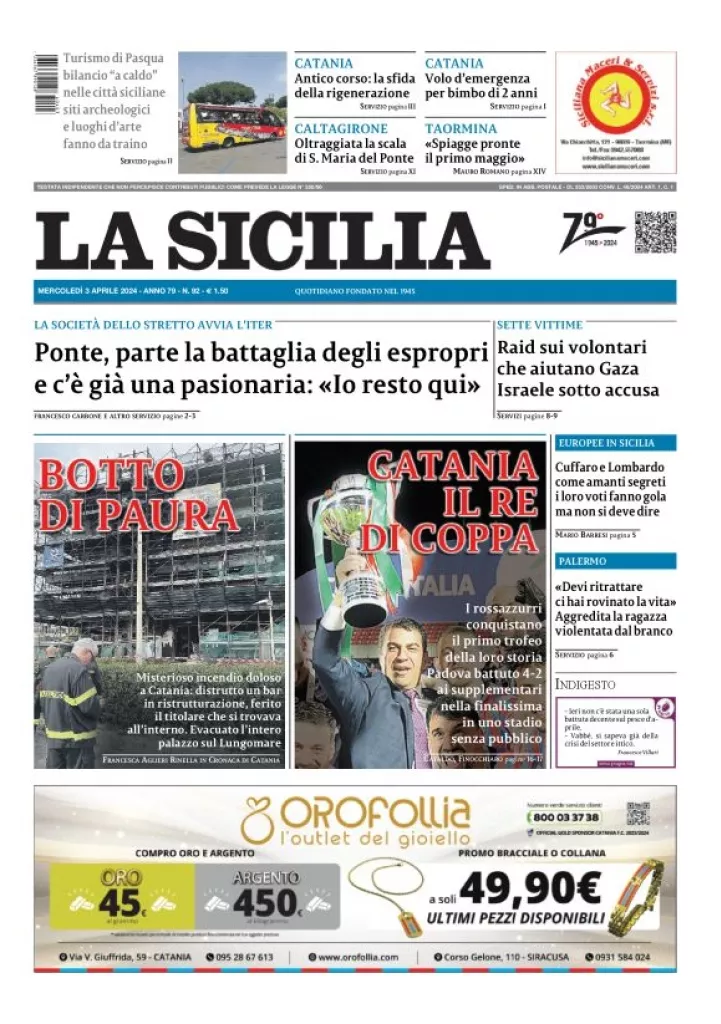 Prima-pagina-la-sicilia-edizione-palermo-di-oggi-03-04-2024