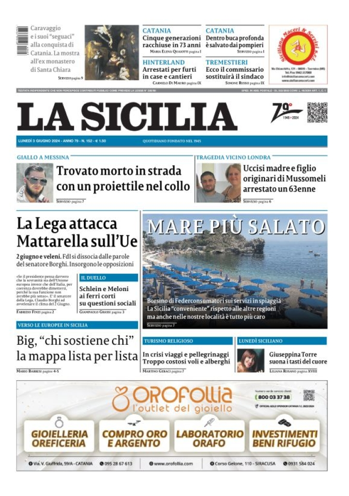 Prima-pagina-la-sicilia-edizione-palermo-di-oggi-03-06-2024