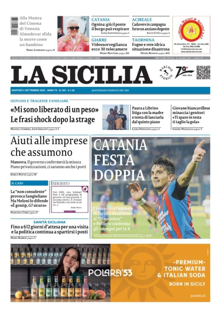 Prima-pagina-la-sicilia-edizione-palermo-di-oggi-03-09-2024