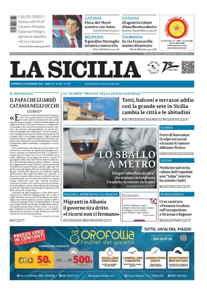 Prima-pagina-la-sicilia-edizione-palermo-di-oggi-03-11-2024