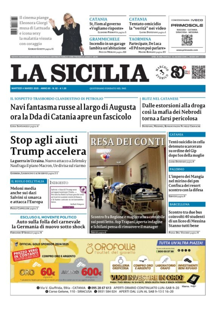 Prima-pagina-la-sicilia-edizione-palermo-di-oggi-04-03-2025