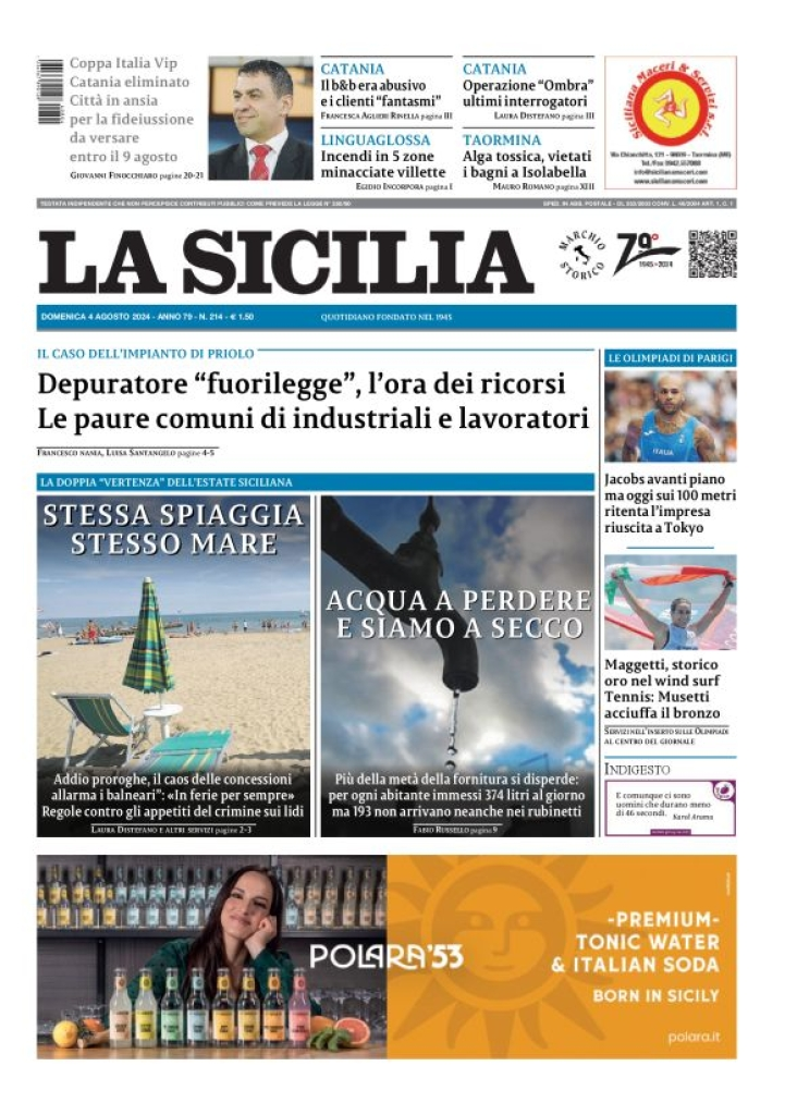 Prima-pagina-la-sicilia-edizione-palermo-di-oggi-04-08-2024