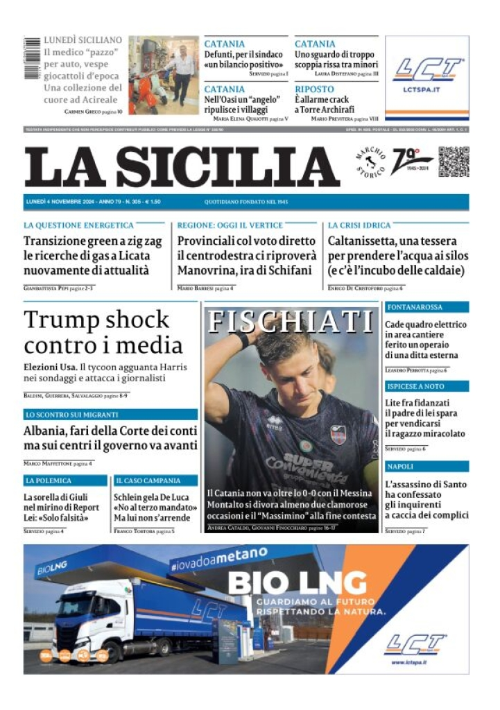 Prima-pagina-la-sicilia-edizione-palermo-di-oggi-04-11-2024