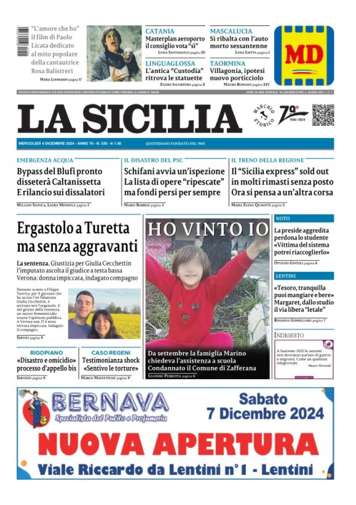 Prima-pagina-la-sicilia-edizione-palermo-di-oggi-04-12-2024