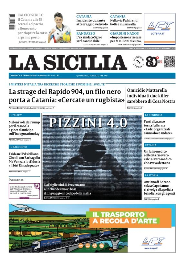 Prima-pagina-la-sicilia-edizione-palermo-di-oggi-05-01-2025