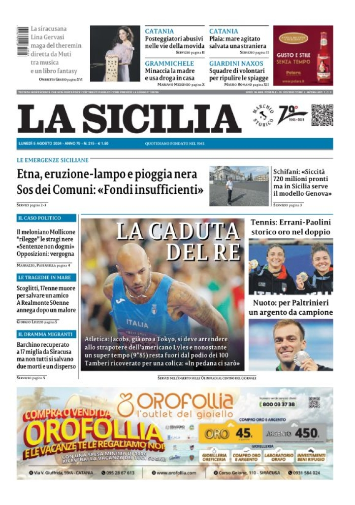 Prima-pagina-la-sicilia-edizione-palermo-di-oggi-05-08-2024