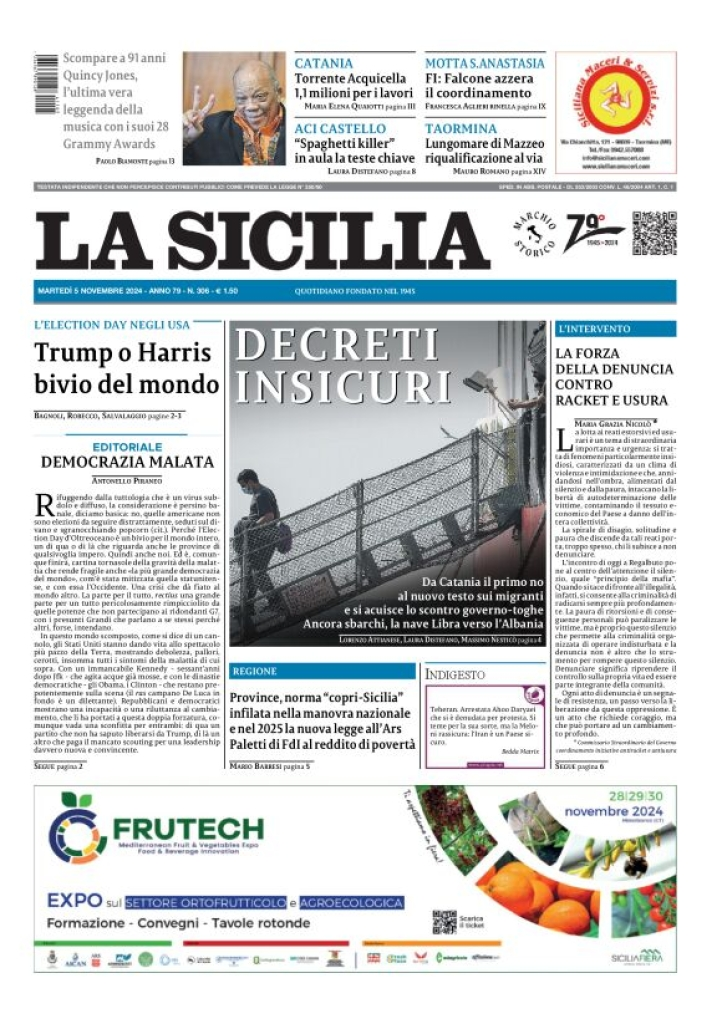 Prima-pagina-la-sicilia-edizione-palermo-di-oggi-05-11-2024