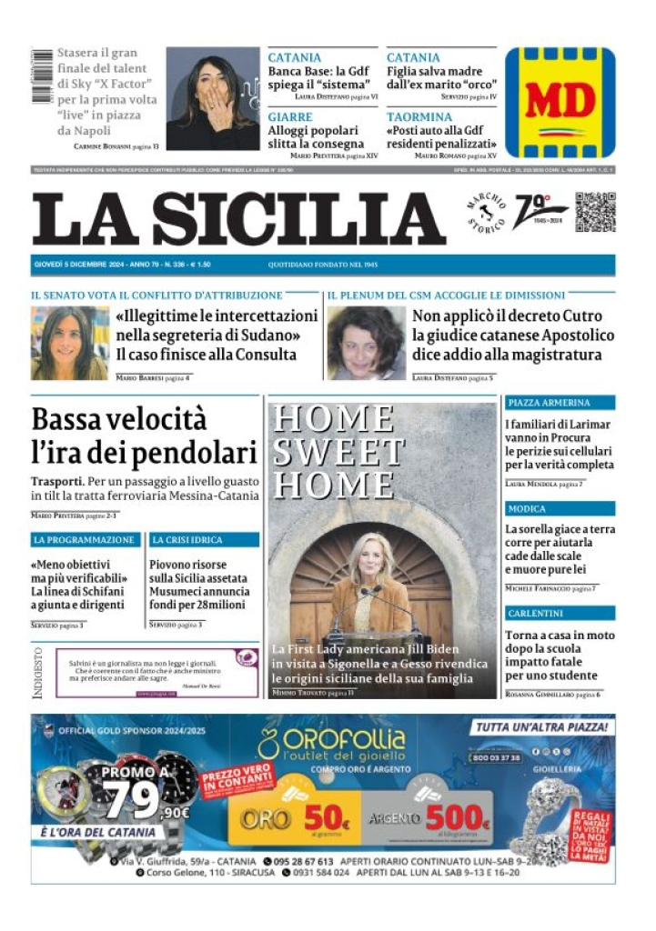 Prima-pagina-la-sicilia-edizione-palermo-di-oggi-05-12-2024