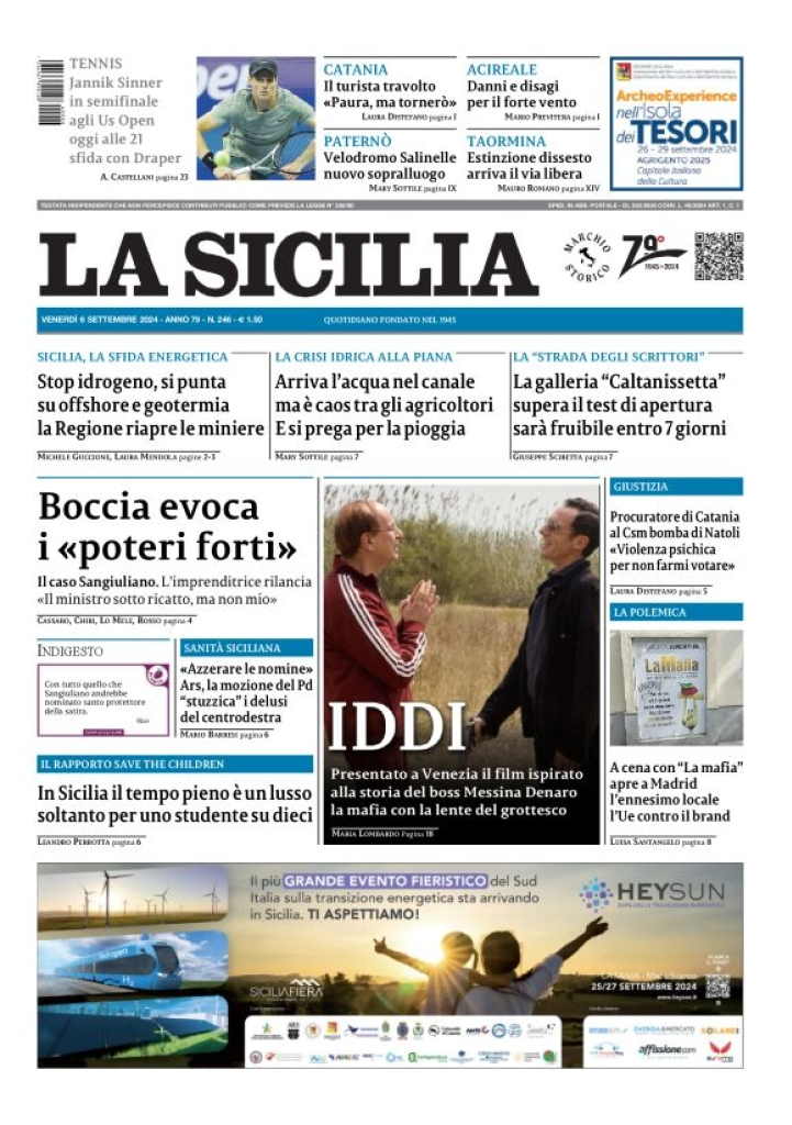 Prima-pagina-la-sicilia-edizione-palermo-di-oggi-06-09-2024