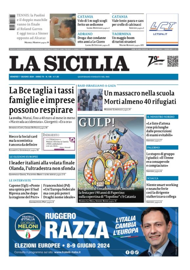 Prima-pagina-la-sicilia-edizione-palermo-di-oggi-07-06-2024