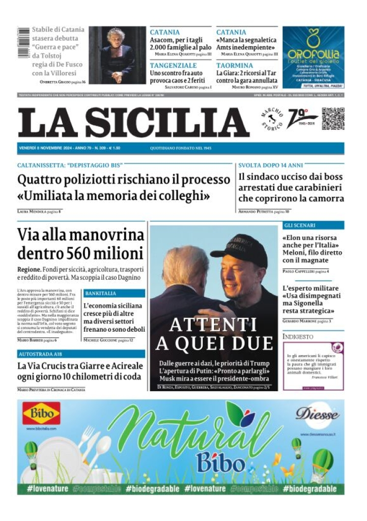 Prima-pagina-la-sicilia-edizione-palermo-di-oggi-08-11-2024