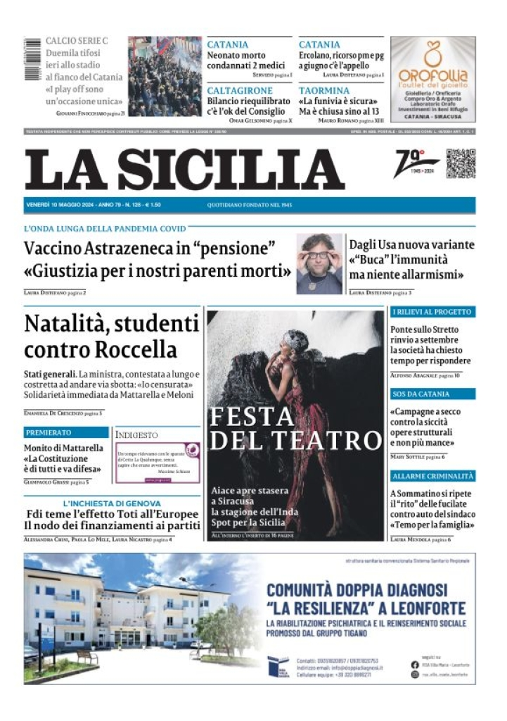 Prima-pagina-la-sicilia-edizione-palermo-di-oggi-10-05-2024