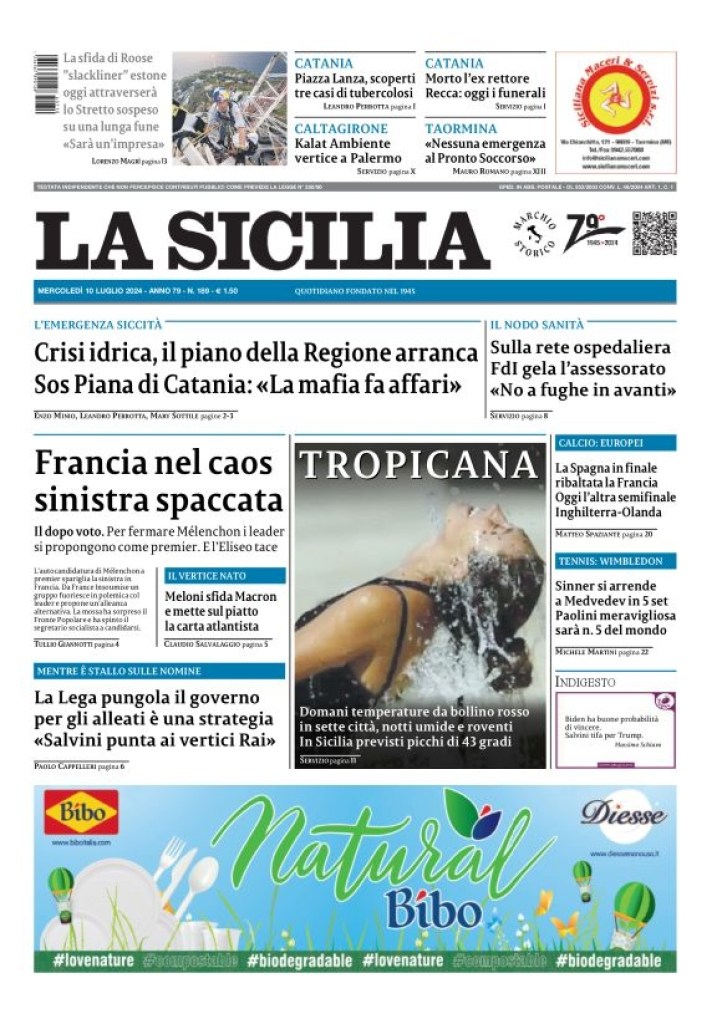 Prima-pagina-la-sicilia-edizione-palermo-di-oggi-10-07-2024