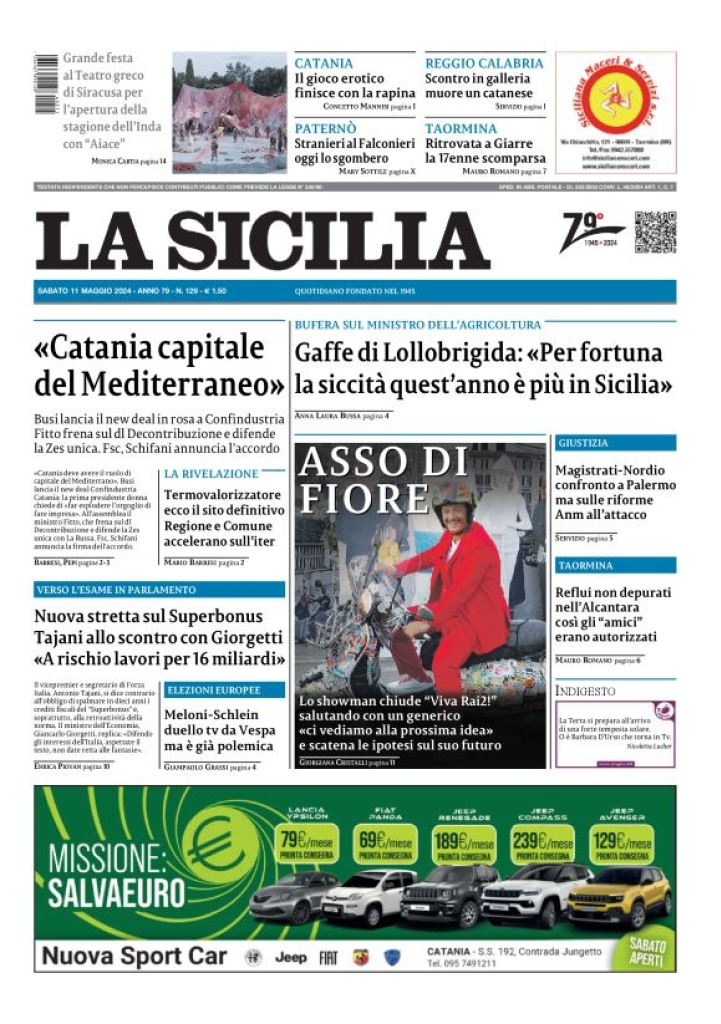 Prima-pagina-la-sicilia-edizione-palermo-di-oggi-11-05-2024