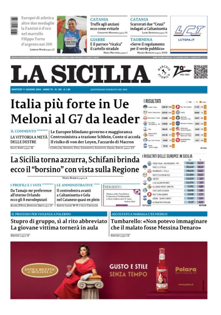 Prima-pagina-la-sicilia-edizione-palermo-di-oggi-11-06-2024