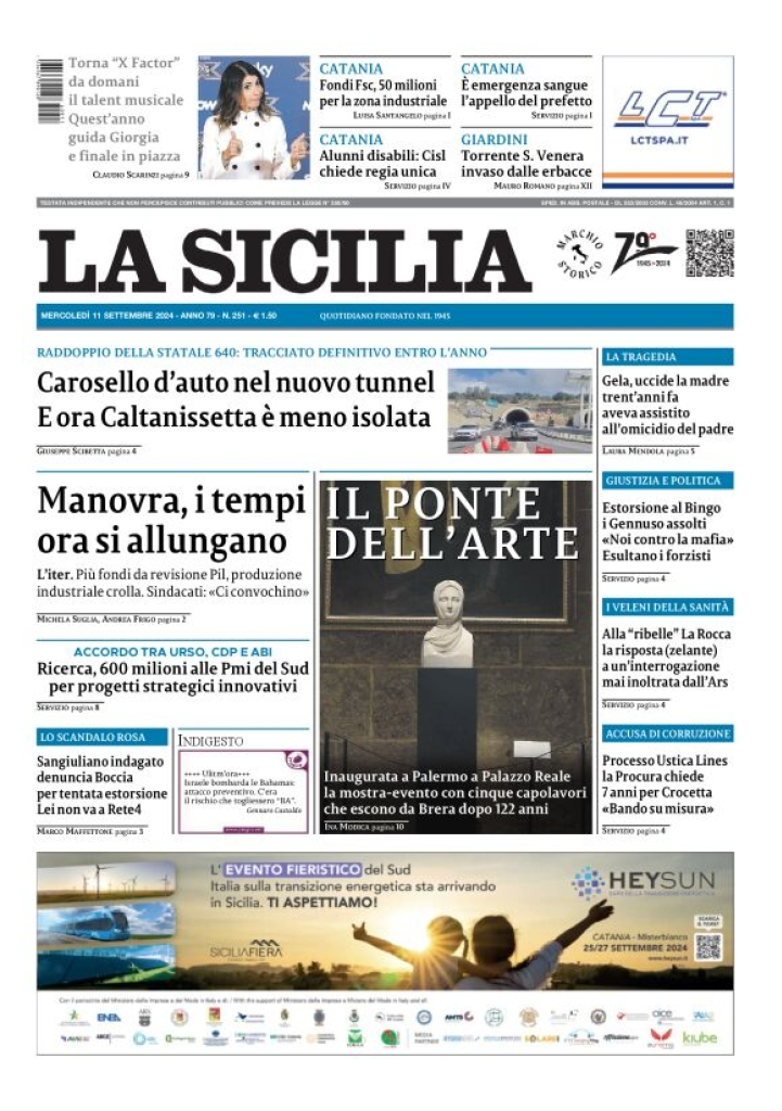 Prima-pagina-la-sicilia-edizione-palermo-di-oggi-11-09-2024