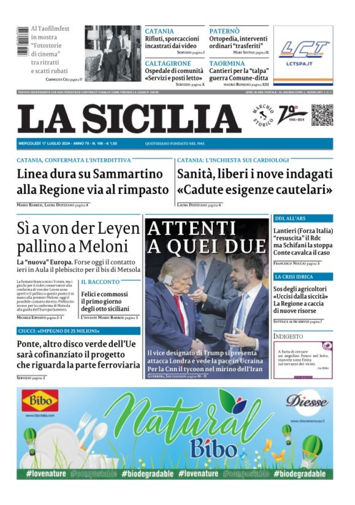 Prima-pagina-la-sicilia-edizione-palermo-di-oggi-17-07-2024