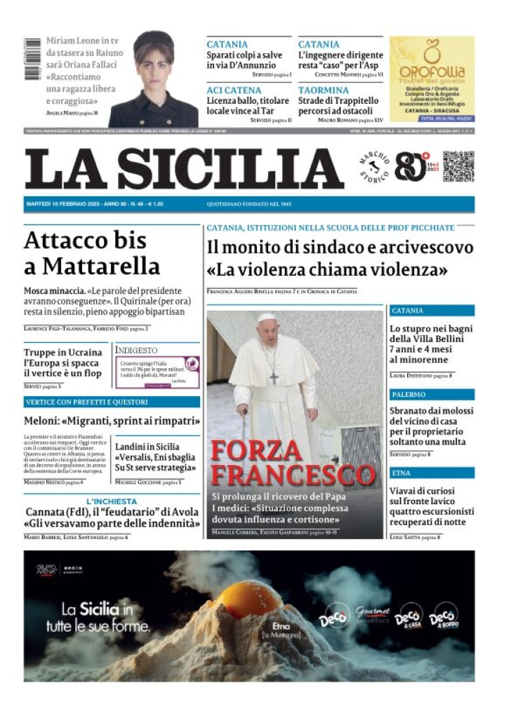 Prima-pagina-la-sicilia-edizione-palermo-di-oggi-18-02-2025