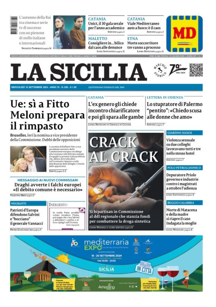 Prima-pagina-la-sicilia-edizione-palermo-di-oggi-18-09-2024