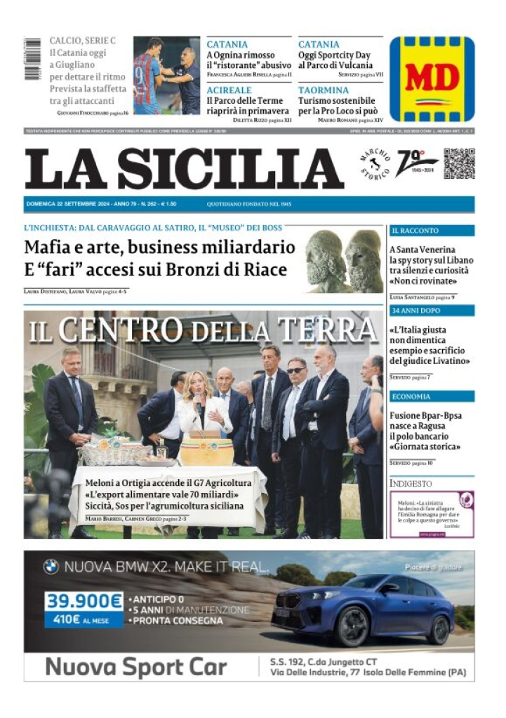 Prima-pagina-la-sicilia-edizione-palermo-di-oggi-22-09-2024