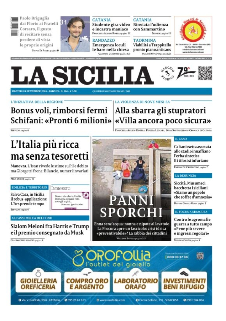 Prima-pagina-la-sicilia-edizione-palermo-di-oggi-24-09-2024