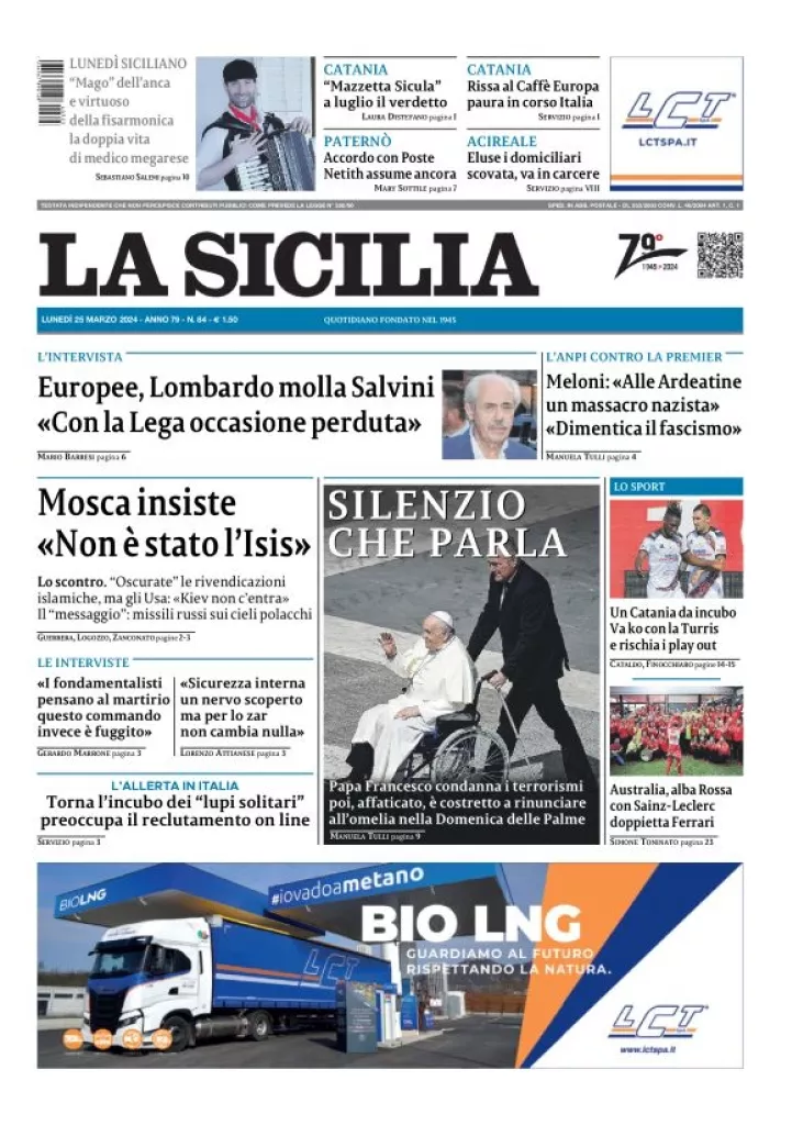 Prima-pagina-la-sicilia-edizione-palermo-di-oggi-25-03-2024