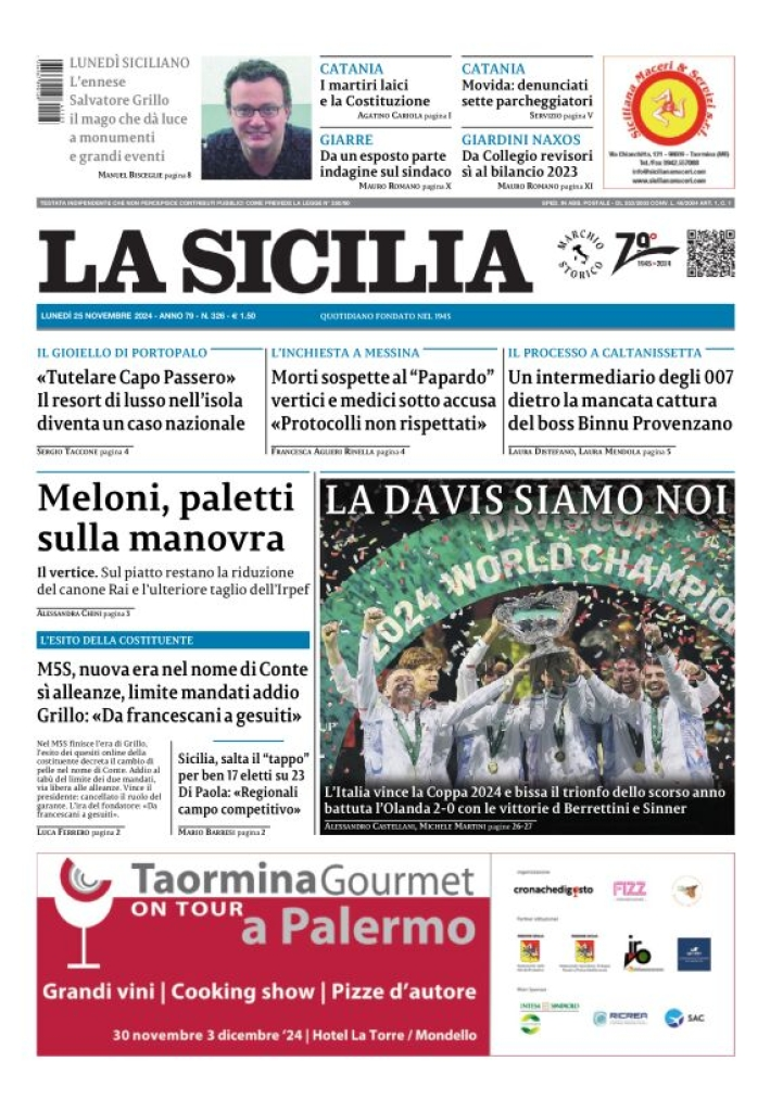 Prima-pagina-la-sicilia-edizione-palermo-di-oggi-25-11-2024