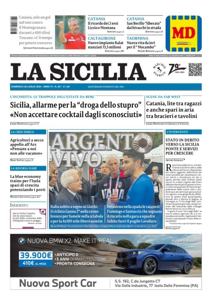 Prima-pagina-la-sicilia-edizione-palermo-di-oggi-28-07-2024