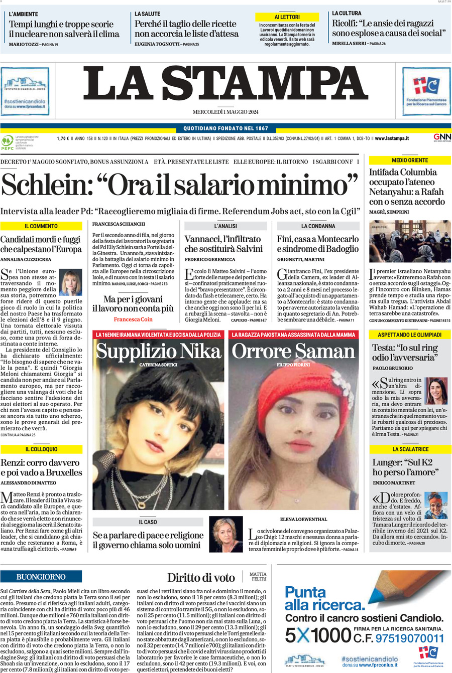 Prima-pagina-la-stampa-edizione-di-oggi-01-05-2024