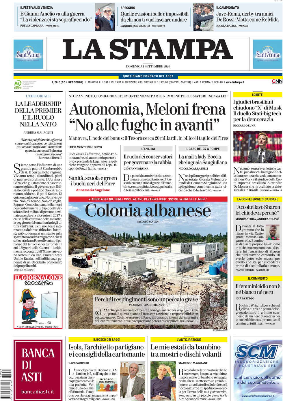 Prima-pagina-la-stampa-edizione-di-oggi-01-09-2024