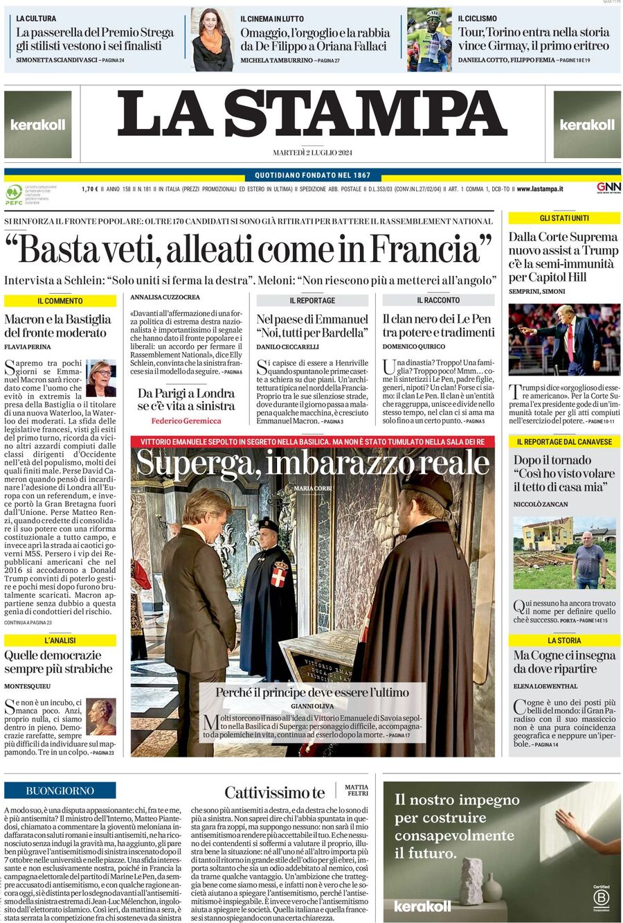 Prima-pagina-la-stampa-edizione-di-oggi-02-07-2024