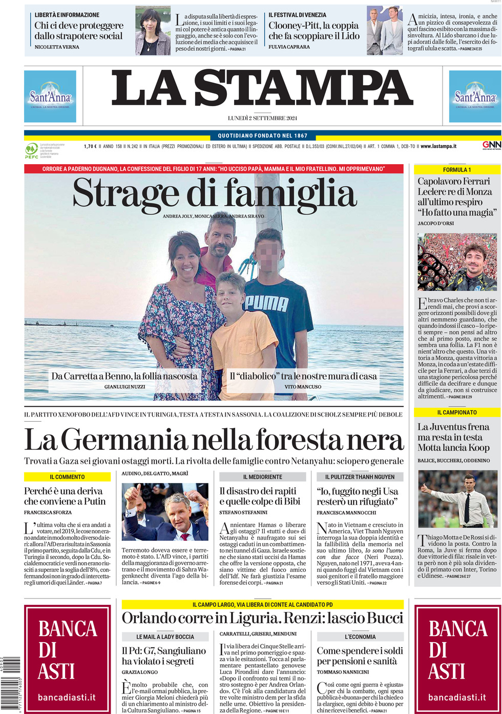 Prima-pagina-la-stampa-edizione-di-oggi-02-09-2024