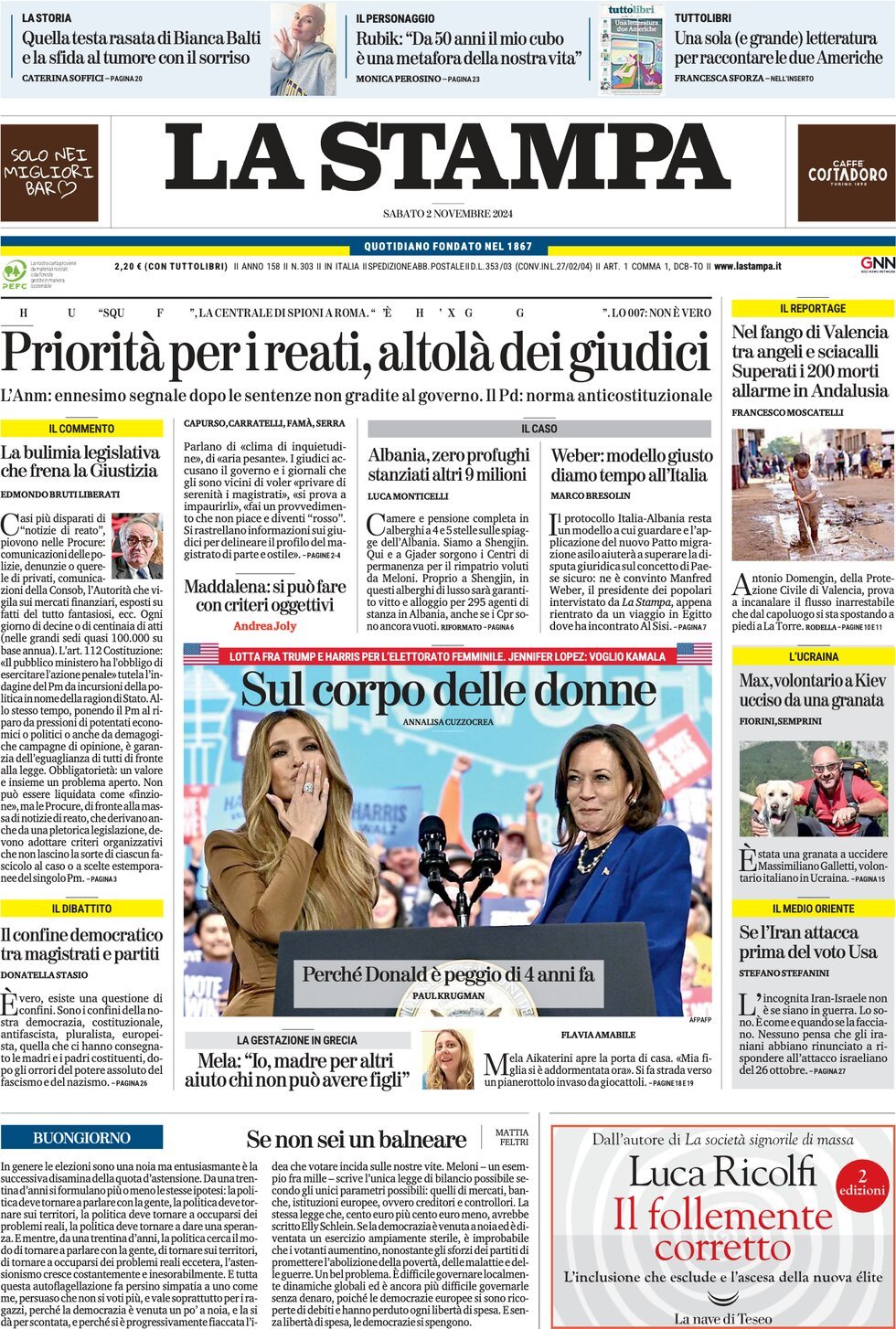 Prima-pagina-la-stampa-edizione-di-oggi-02-11-2024