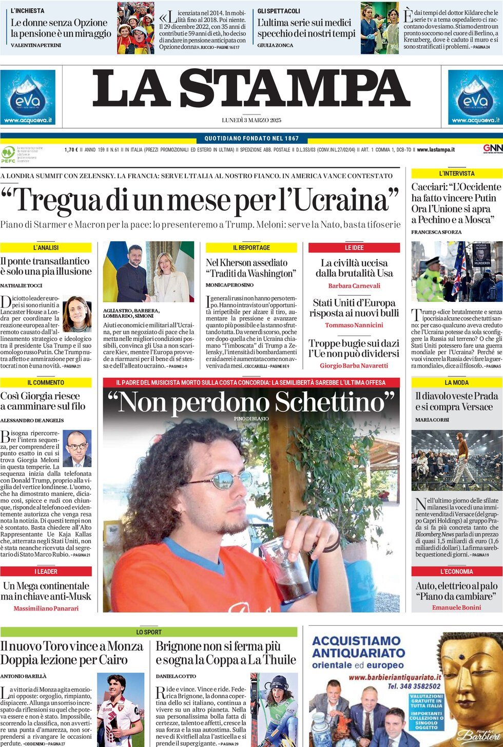 Prima-pagina-la-stampa-edizione-di-oggi-03-03-2025