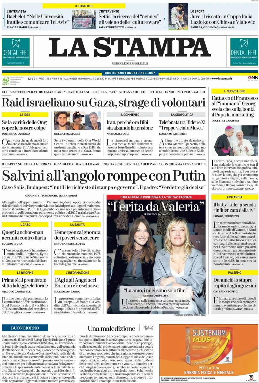 Prima-pagina-la-stampa-edizione-di-oggi-03-04-2024