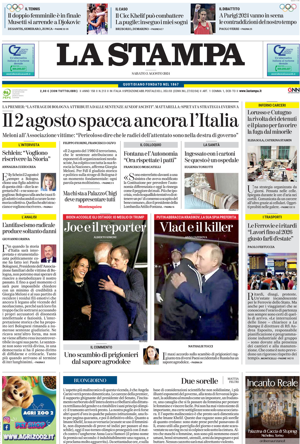 Prima-pagina-la-stampa-edizione-di-oggi-03-08-2024