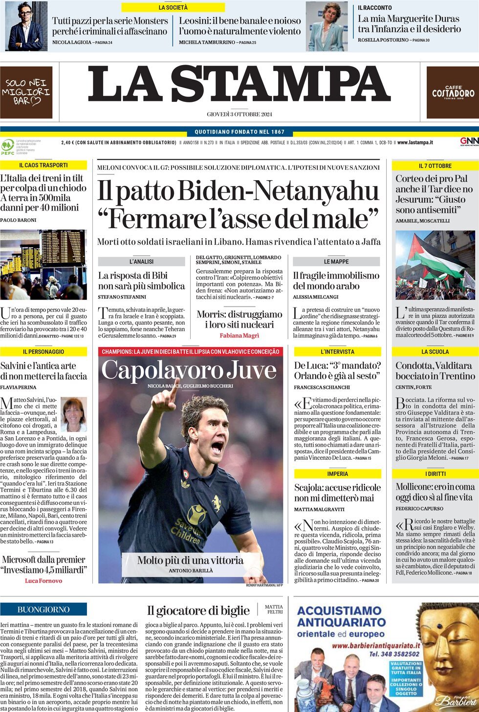 Prima-pagina-la-stampa-edizione-di-oggi-03-10-2024