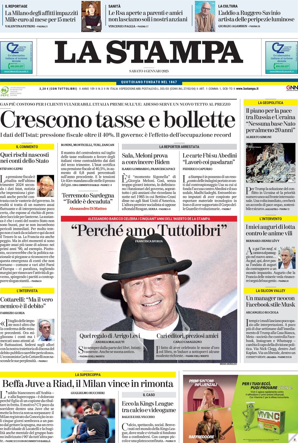 Prima-pagina-la-stampa-edizione-di-oggi-04-01-2025