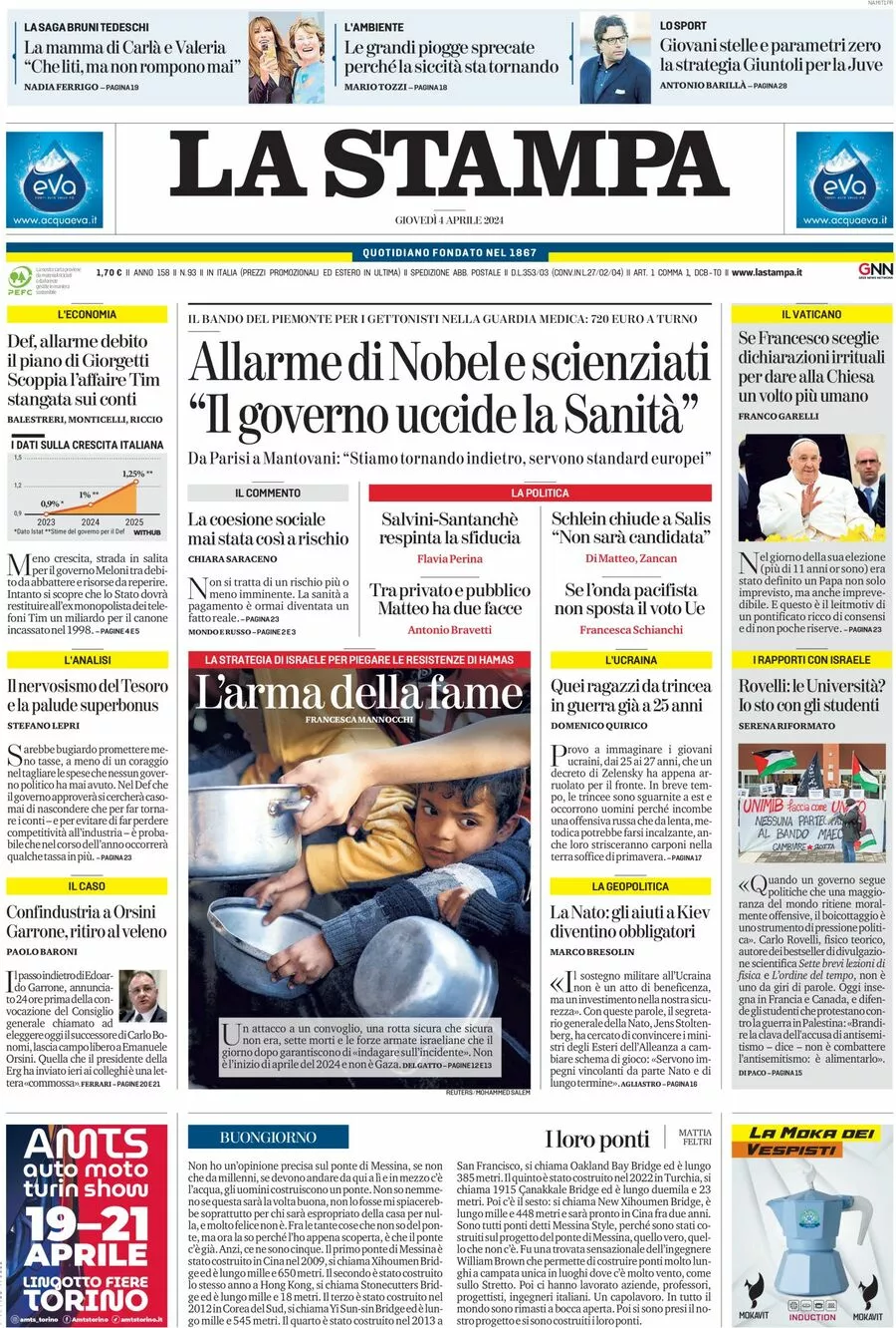 Prima-pagina-la-stampa-edizione-di-oggi-04-04-2024