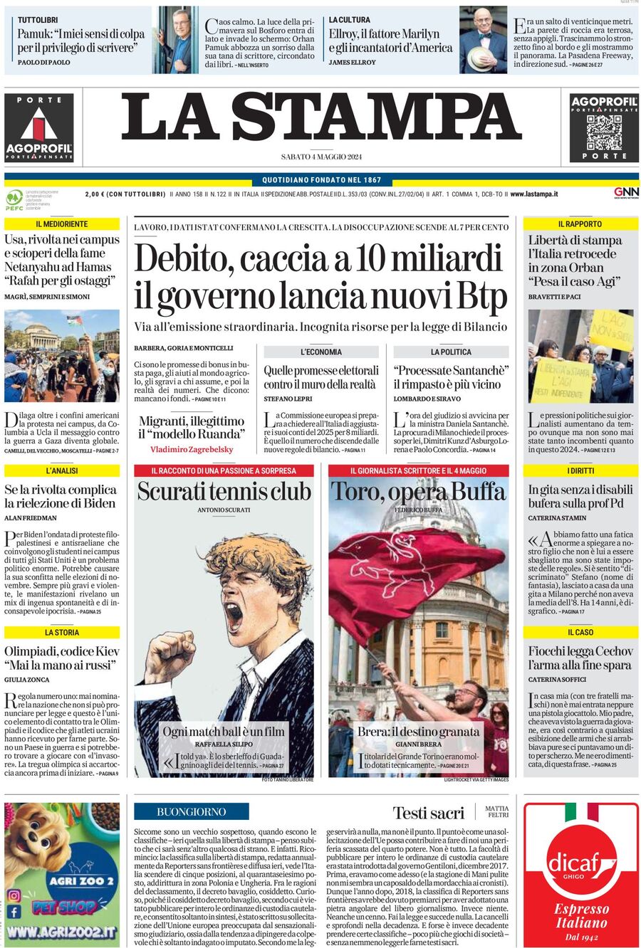 Prima-pagina-la-stampa-edizione-di-oggi-04-05-2024