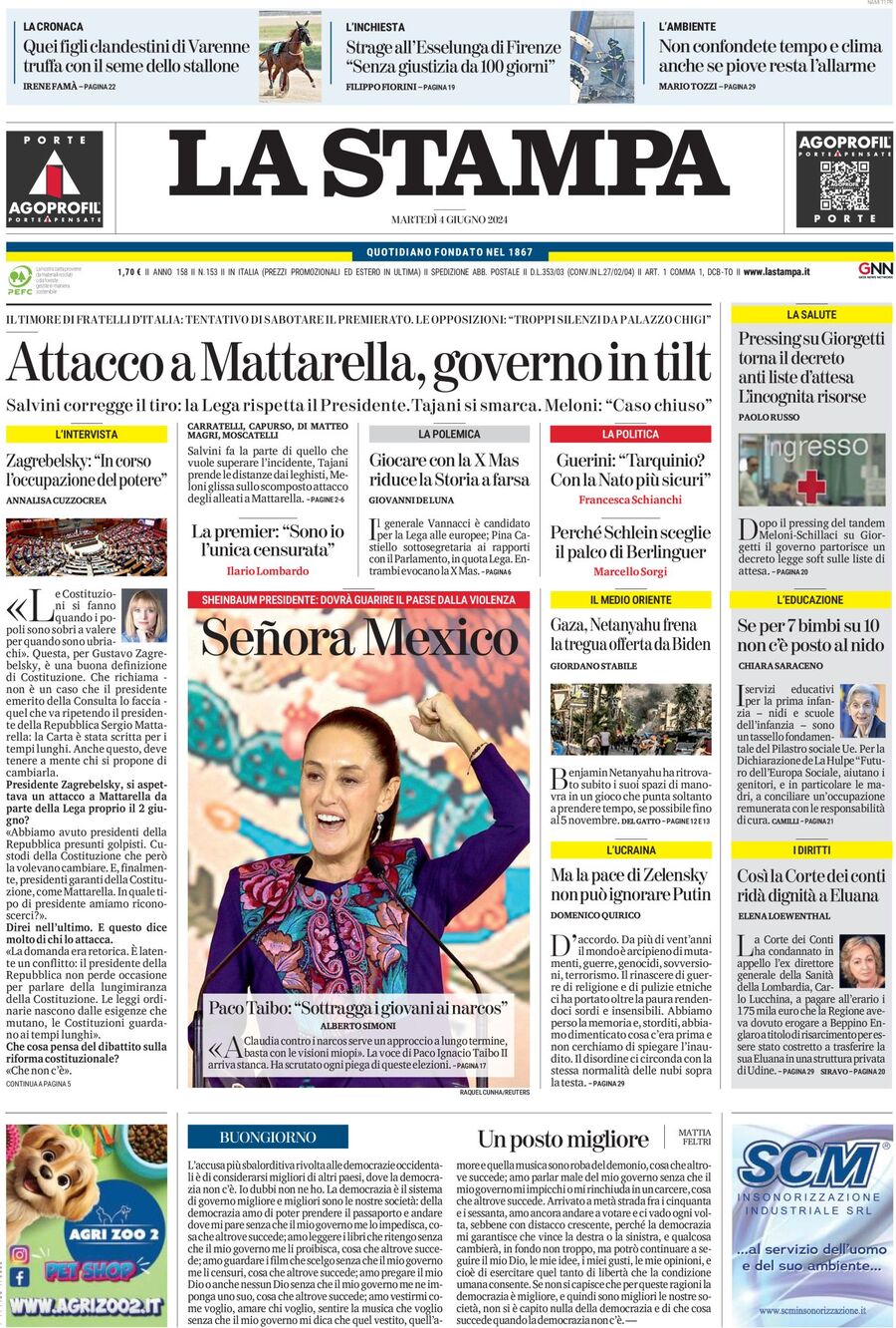 Prima-pagina-la-stampa-edizione-di-oggi-04-06-2024