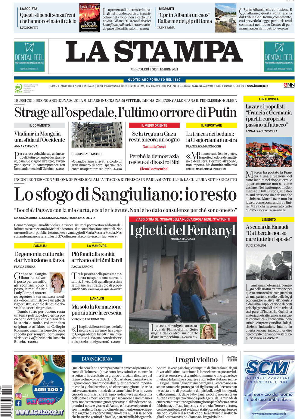 Prima-pagina-la-stampa-edizione-di-oggi-04-09-2024