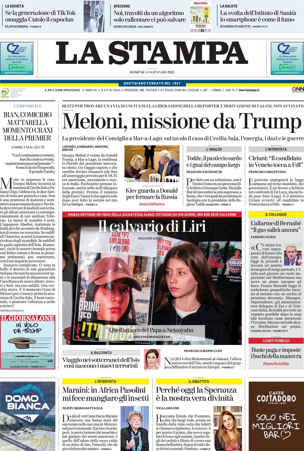 Prima-pagina-la-stampa-edizione-di-oggi-05-01-2025