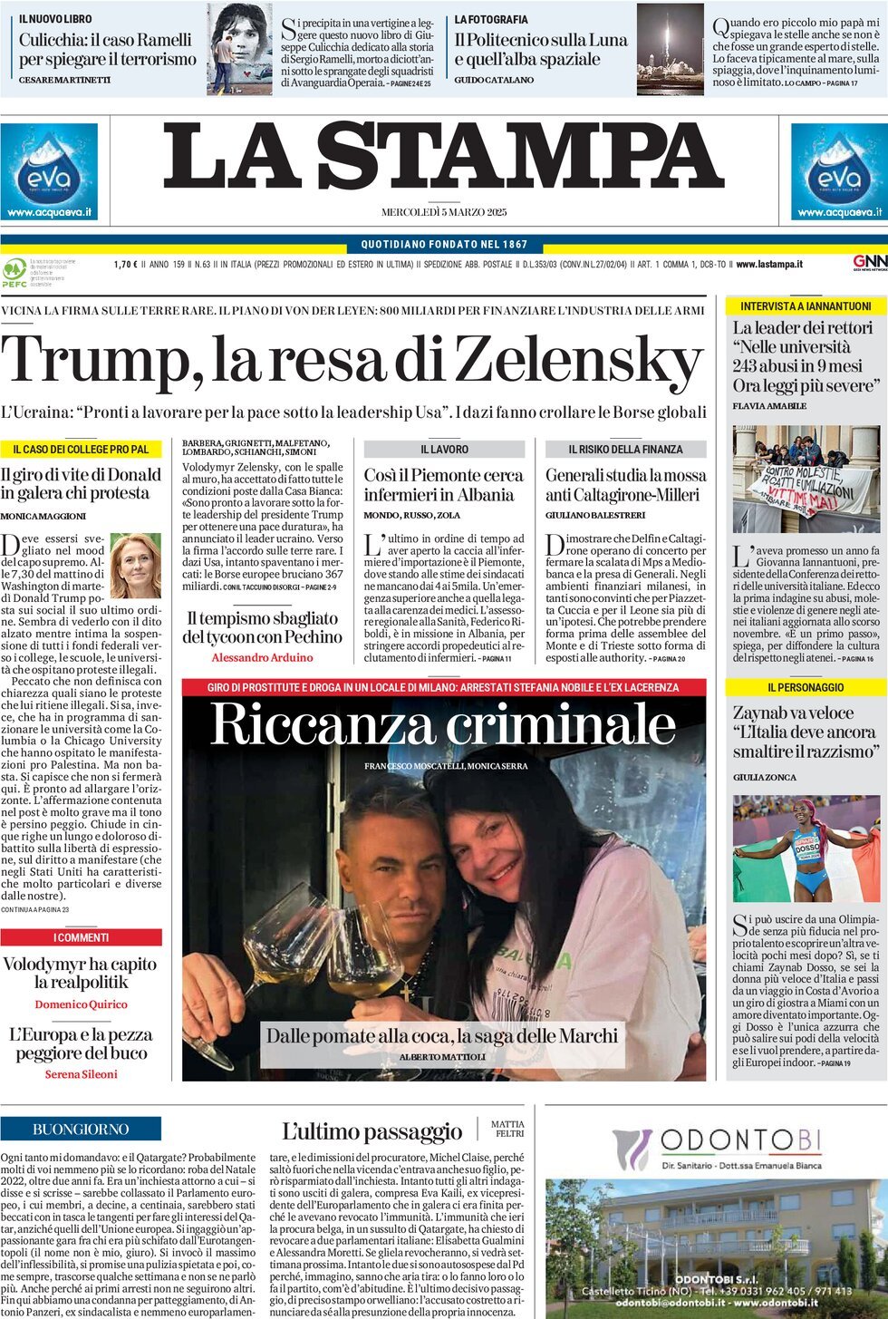 Prima-pagina-la-stampa-edizione-di-oggi-05-03-2025